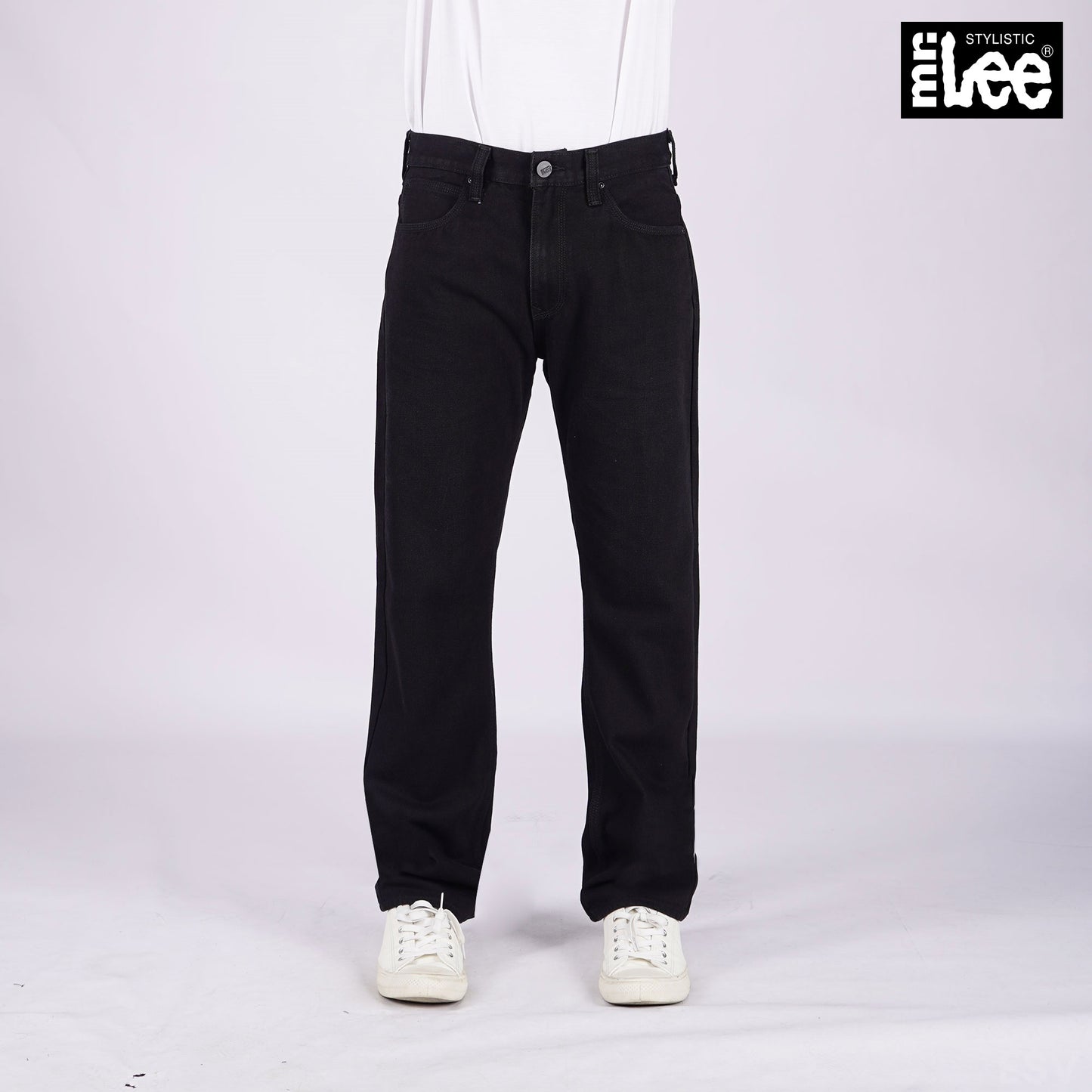 Stylistic Mr. Lee Men's Basic Denim Pants Regular Straight Mid Waist 171244 (Black)