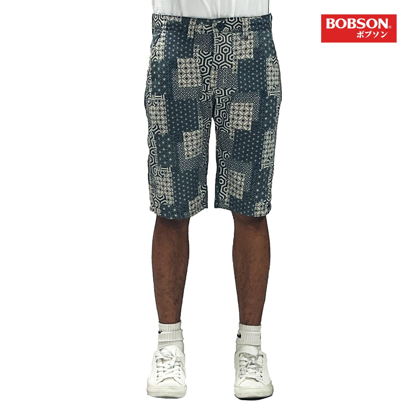 Bobson Japanese Men's Basic Non-Denim Reversible Short Mid Waist 172275 (Teal Teal)