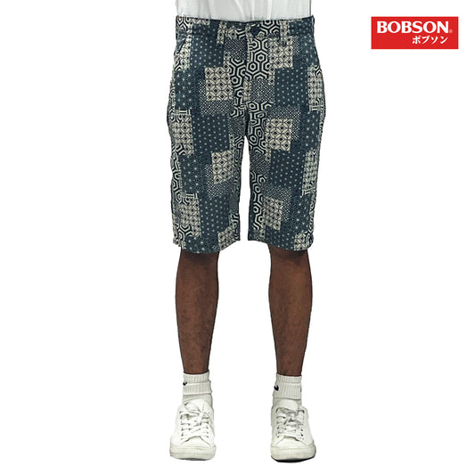 Bobson Japanese Men's Basic Non-Denim Reversible Short Mid Waist 172275 (Teal Teal)