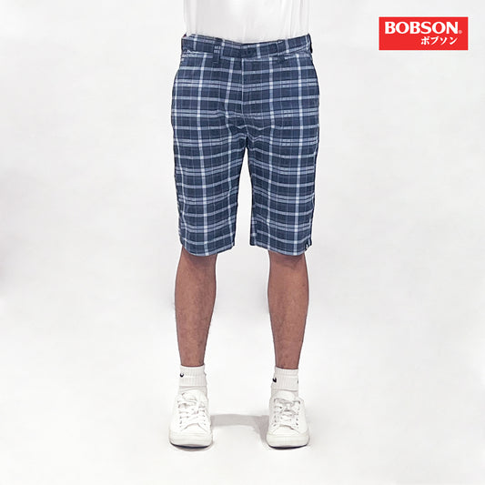Bobson Japanese Men's Basic Non-Denim Reversible Short Mid Waist 172287 (Blue Charcoal)