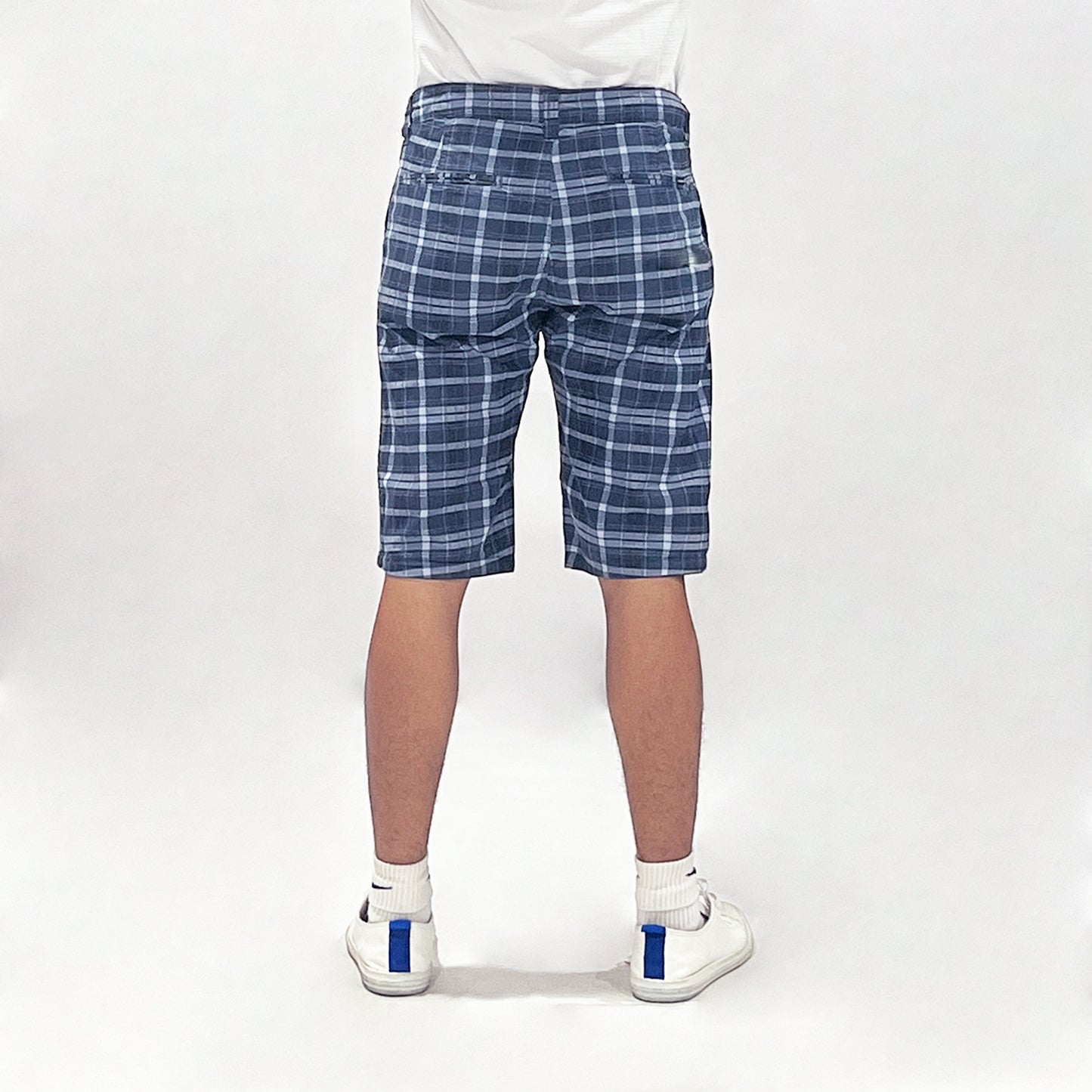 Bobson Japanese Men's Basic Non-Denim Reversible Short Mid Waist 172287 (Blue Charcoal)