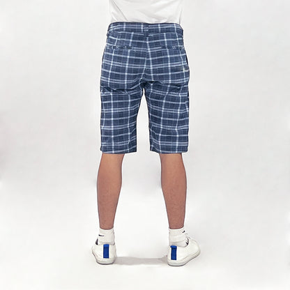 Bobson Japanese Men's Basic Non-Denim Reversible Short Mid Waist 172287 (Blue Charcoal)