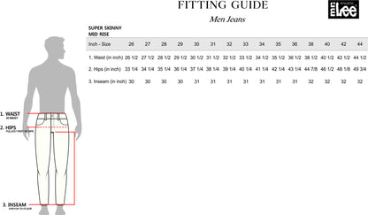 Stylistic Mr. Lee Men's Basic Denim Pants Super Skinny Mid Waist 172912 (Dark Shade)