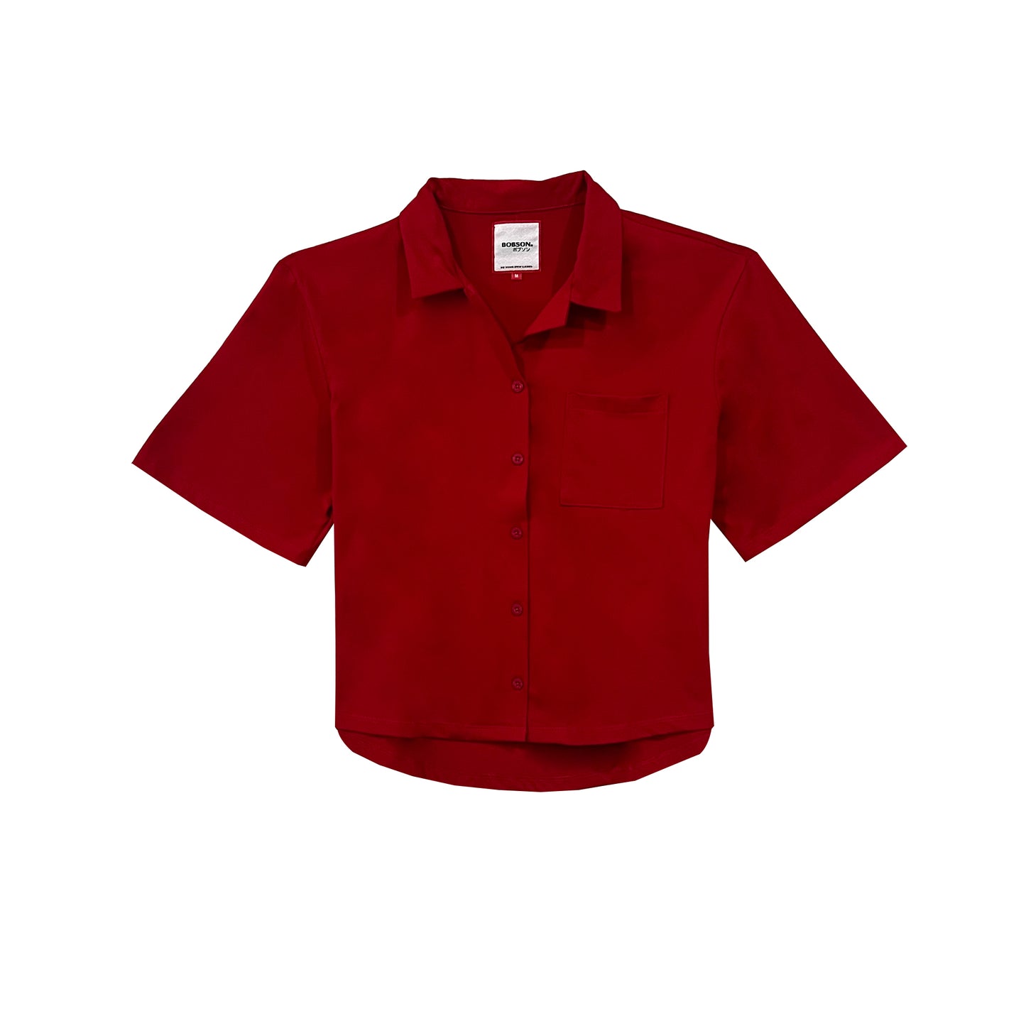 Bobson Japanese Ladies Basic Woven  Boxy Fit 155336 (Barbados Cherry)