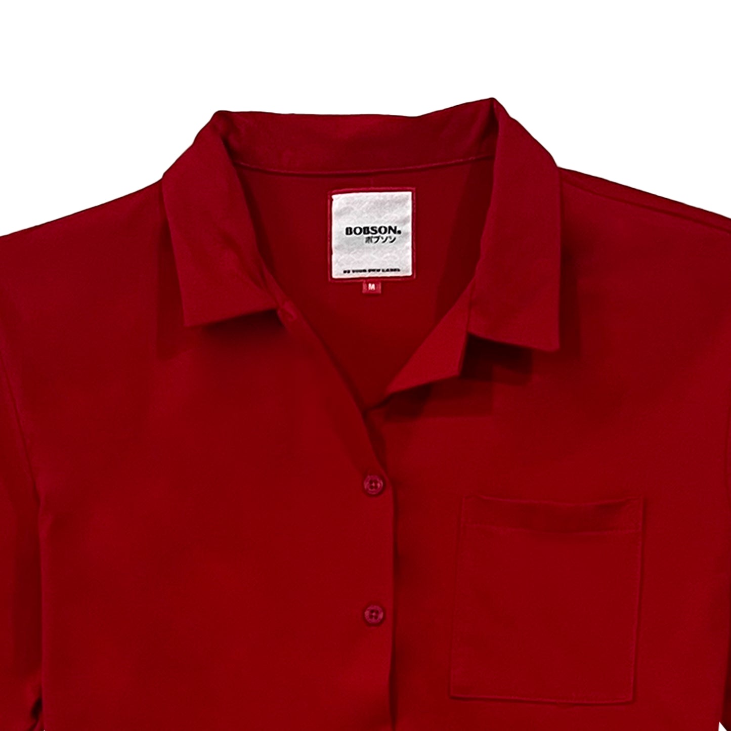 Bobson Japanese Ladies Basic Woven  Boxy Fit 155336 (Barbados Cherry)
