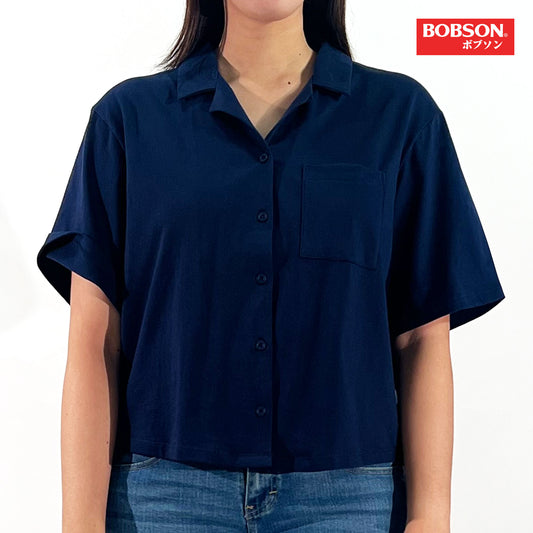 Bobson Japanese Ladies Basic Woven  Boxy Fit 155336 (Navy)