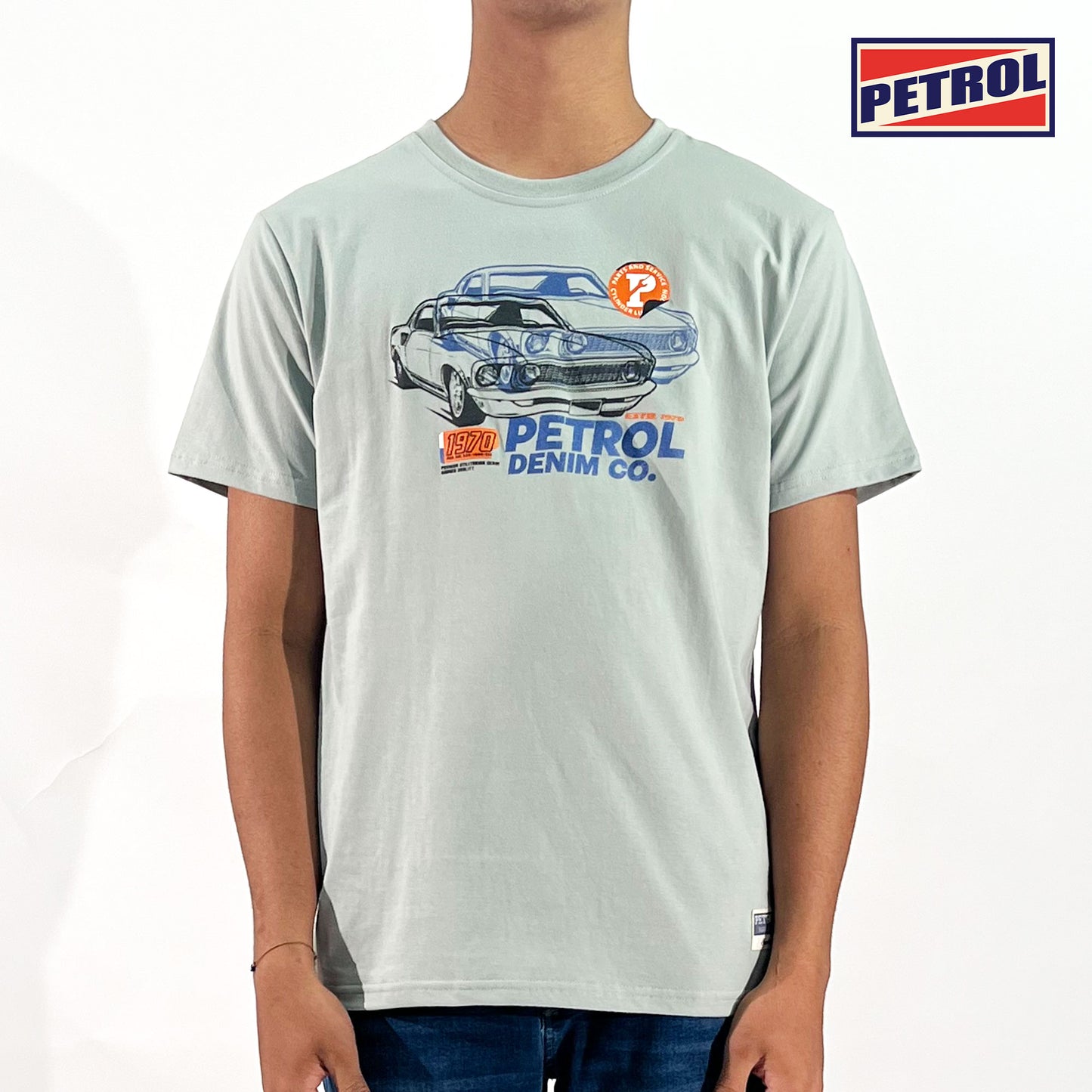 Petrol Men's Basic Tees Slim Fitting CVC Jersey Fabric 167468-U (Sage)