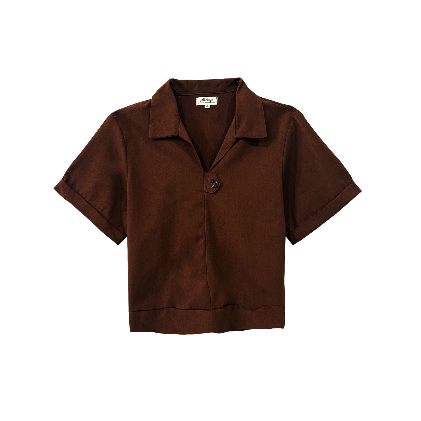 Petrol Ladies Basic Woven Shirt Boxy Fitting Linen Fabric 167051 (Brown)