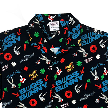 RRJ x Looney Tunes Men's Basic Woven Shirt Comfort Fitting Easy Iron Fabric 163076 (Black)