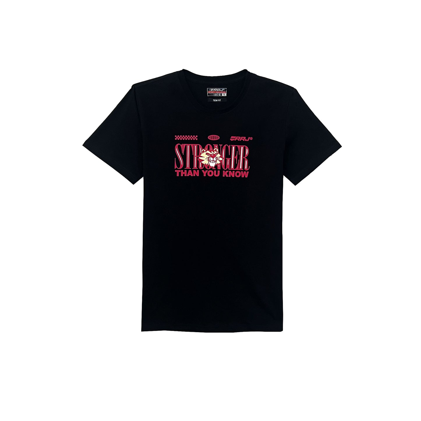 RRJ Men's Basic Tees Semibody Fitting CVC Jersey Fabric 174377-U (Black)