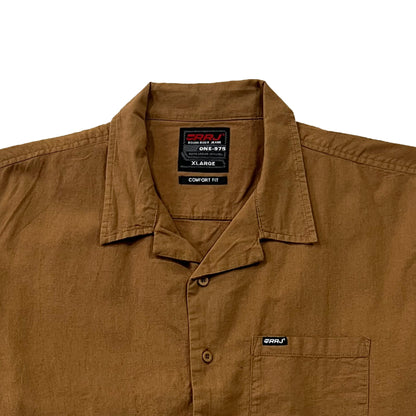 RRJ Men's Basic Woven Shirt Comfort Fitting Linen Fabric 169699 (Mocha)