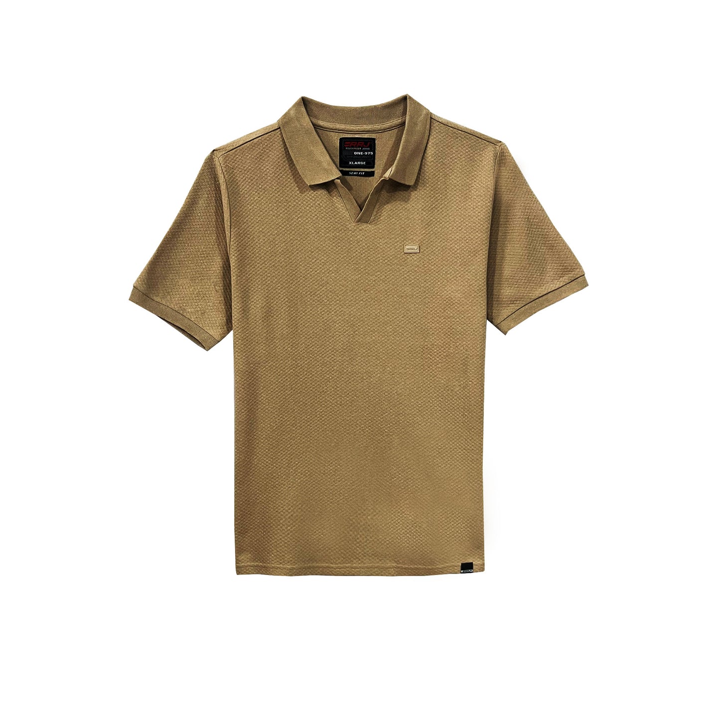RRJ Men's Basic Collared Shirt Semibody Fitting Special Fabric 169608 (Khaki)