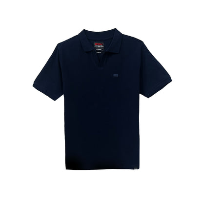 RRJ Men's Basic Collared Shirt Semibody Fitting Special Fabric 169608 (Navy)