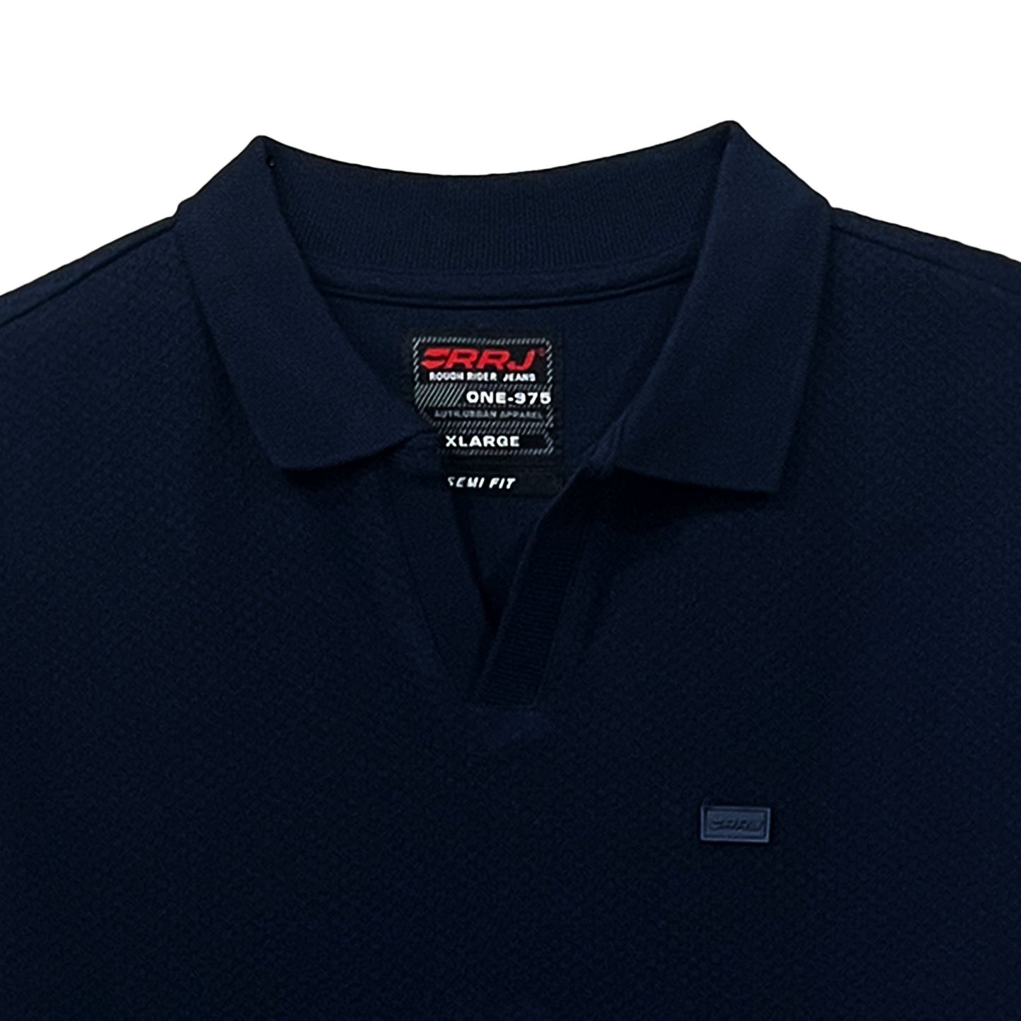 RRJ Men's Basic Collared Shirt Semibody Fitting Special Fabric 169608 (Navy)