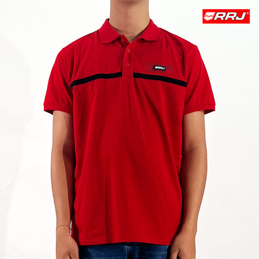 RRJ Men's Basic Collared Shirt Semibody Fitting Missed Lycra Fabric 134422 (Red)