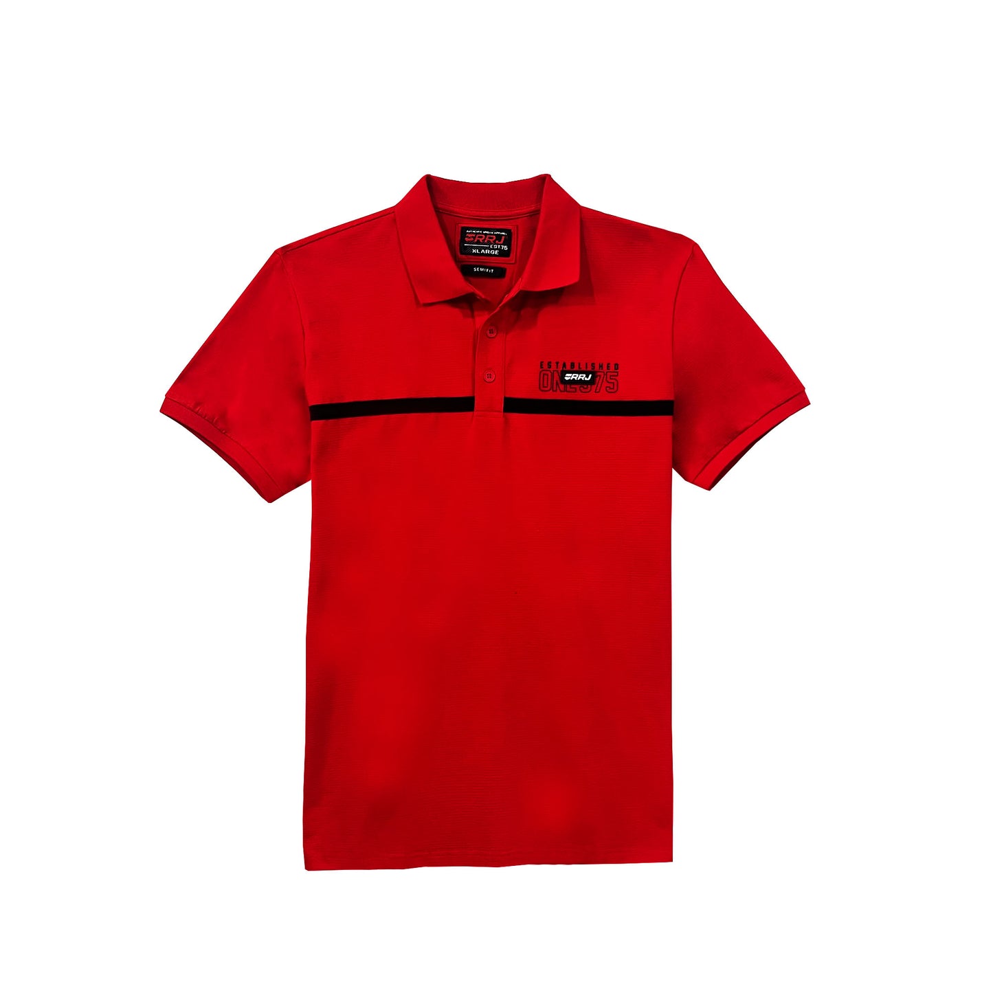 RRJ Men's Basic Collared Shirt Semibody Fitting Missed Lycra Fabric 134422 (Red)