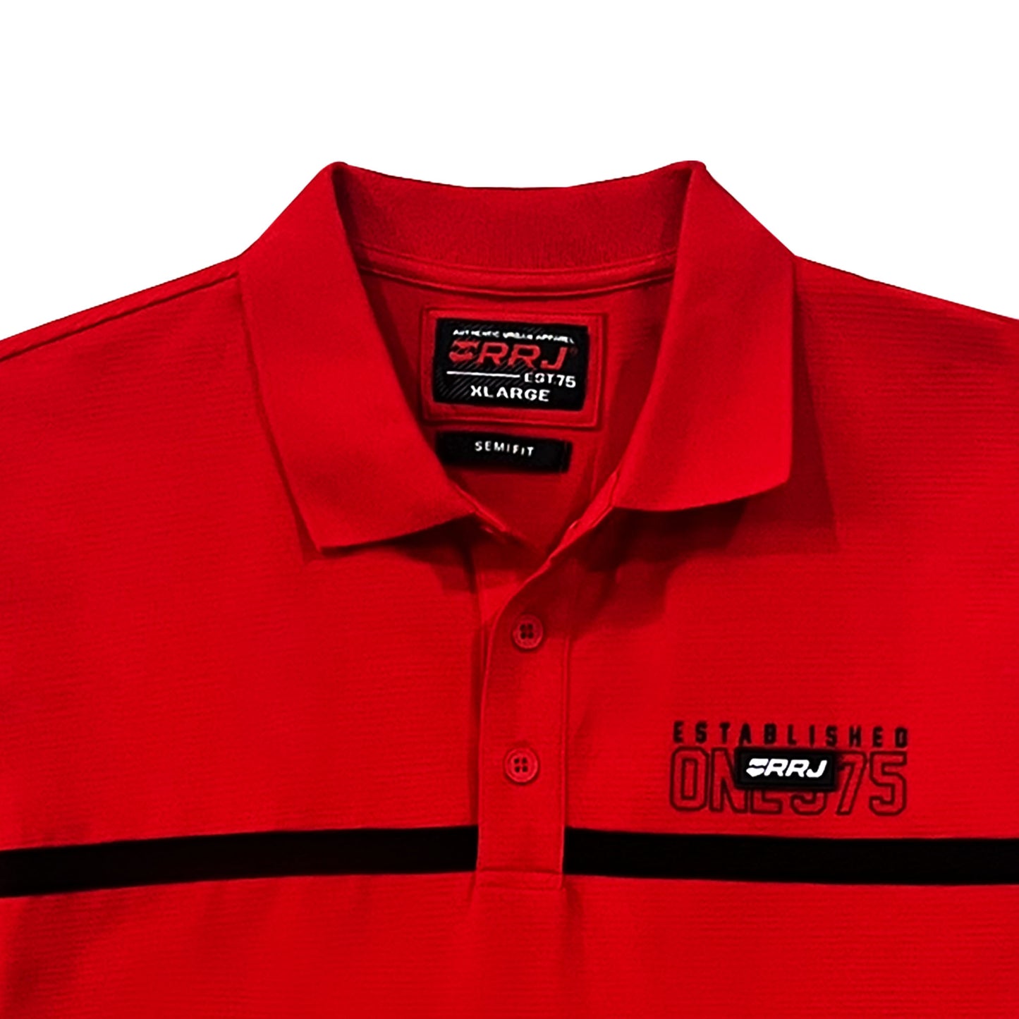 RRJ Men's Basic Collared Shirt Semibody Fitting Missed Lycra Fabric 134422 (Red)