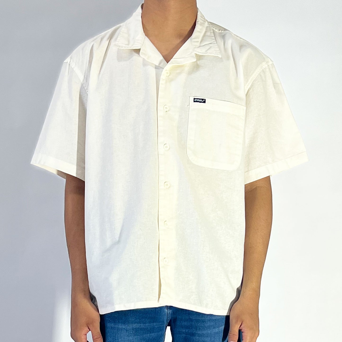 RRJ Men's Basic Woven Shirt Comfort Fitting Linen Fabric 170482 (Offwhite)