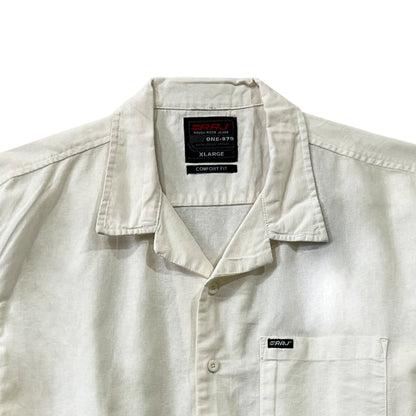 RRJ Men's Basic Woven Shirt Comfort Fitting Linen Fabric 170482 (Offwhite)