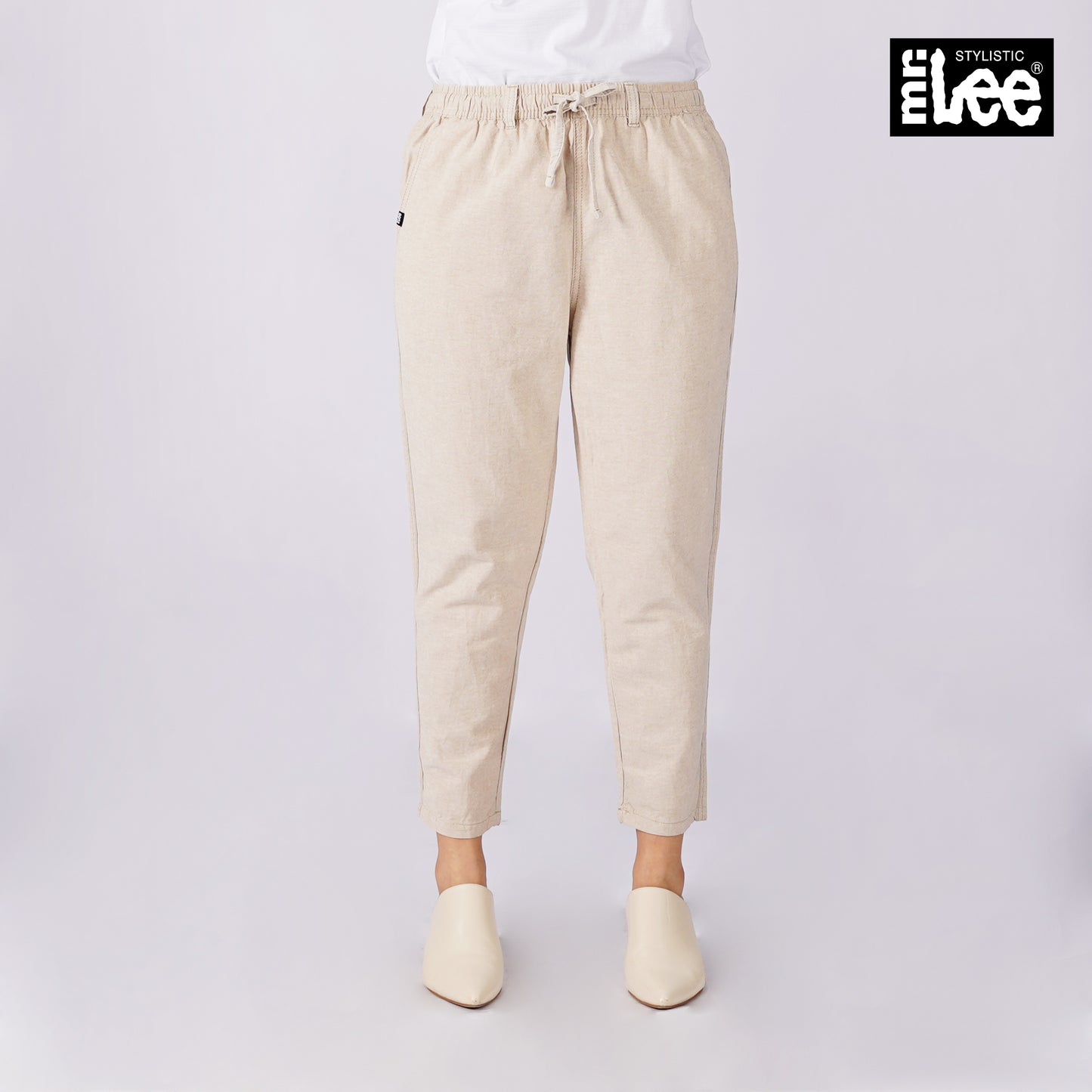 Stylistic Mr. Lee Ladies Basic Non-Denim Drawstring Pants 174753 (Off White)