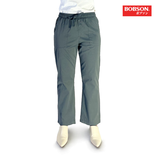 Bobson Japanese Ladies Basic Non-Denim Drawstring Pants 174570 (Dark Gray)