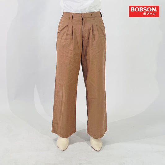 Bobson Japanese Ladies Basic Non-Denim Wide Leg Pants 176330 (Rust)