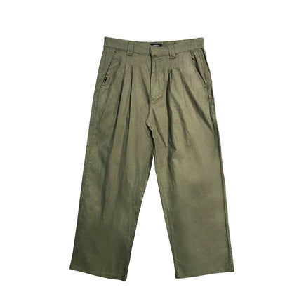 Bobson Japanese Ladies Basic Non-Denim Wide Leg Pants 176330 (Moss)