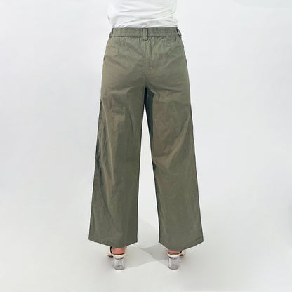 Bobson Japanese Ladies Basic Non-Denim Wide Leg Pants 176330 (Moss)