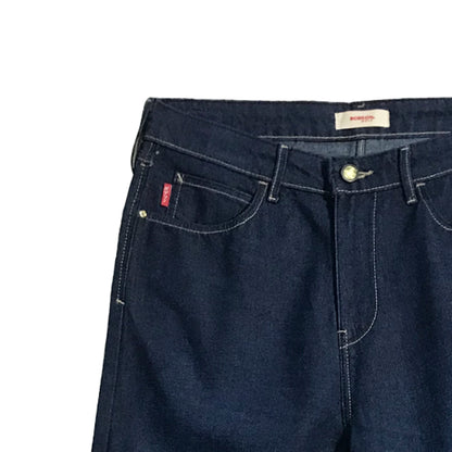 Bobson Japanese Ladies Basic Denim Pants Straight Cut 174866 (Dark Shade)