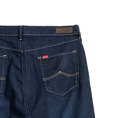 Bobson Japanese Ladies Basic Denim Pants Straight Cut 174866 (Dark Shade)