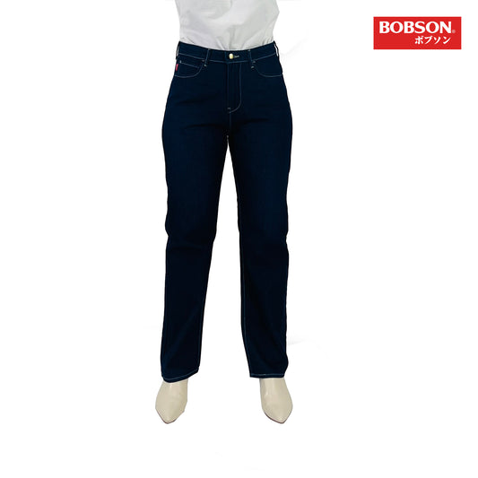 Bobson Japanese Ladies Basic Denim Pants Straight Cut 174866 (Dark Shade)