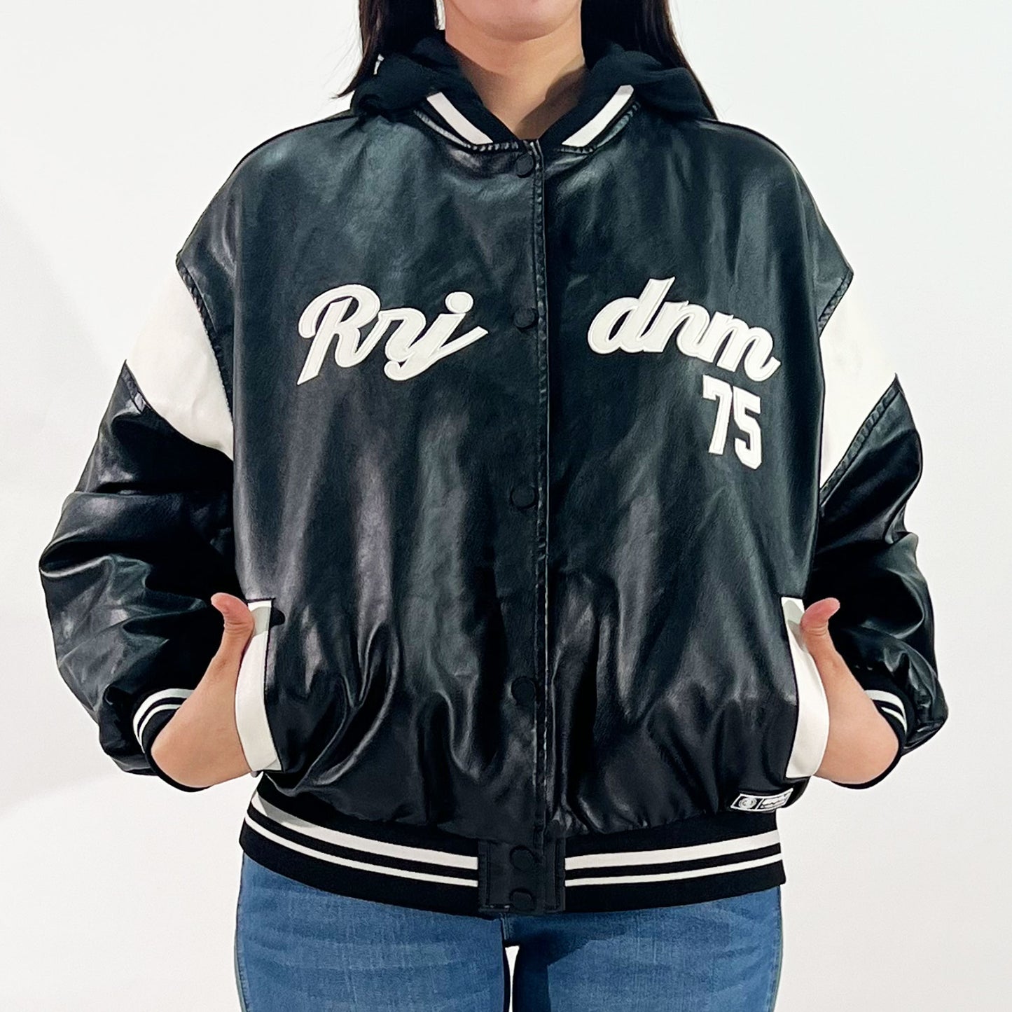 RRJ Ladies Basic Leather Jacket Regular Fitting 140447 (Black)