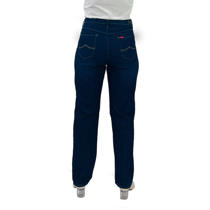Bobson Japanese Ladies Basic Denim Pants Straight Cut 174866 (Dark Shade)