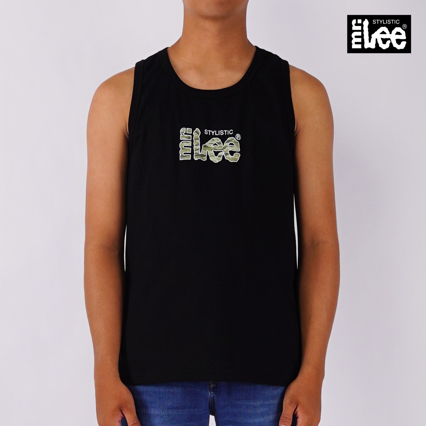 Stylistic Mr. Lee Men's Basic Tank Top Semi body Fit 175039-U (Black)