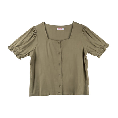 Bobson Japanese Ladies Basic Woven Shirt Boxy Fit 151852 (Light Green)