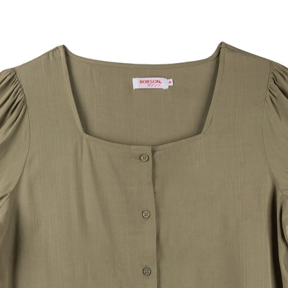 Bobson Japanese Ladies Basic Woven Shirt Boxy Fit 151852 (Light Green)