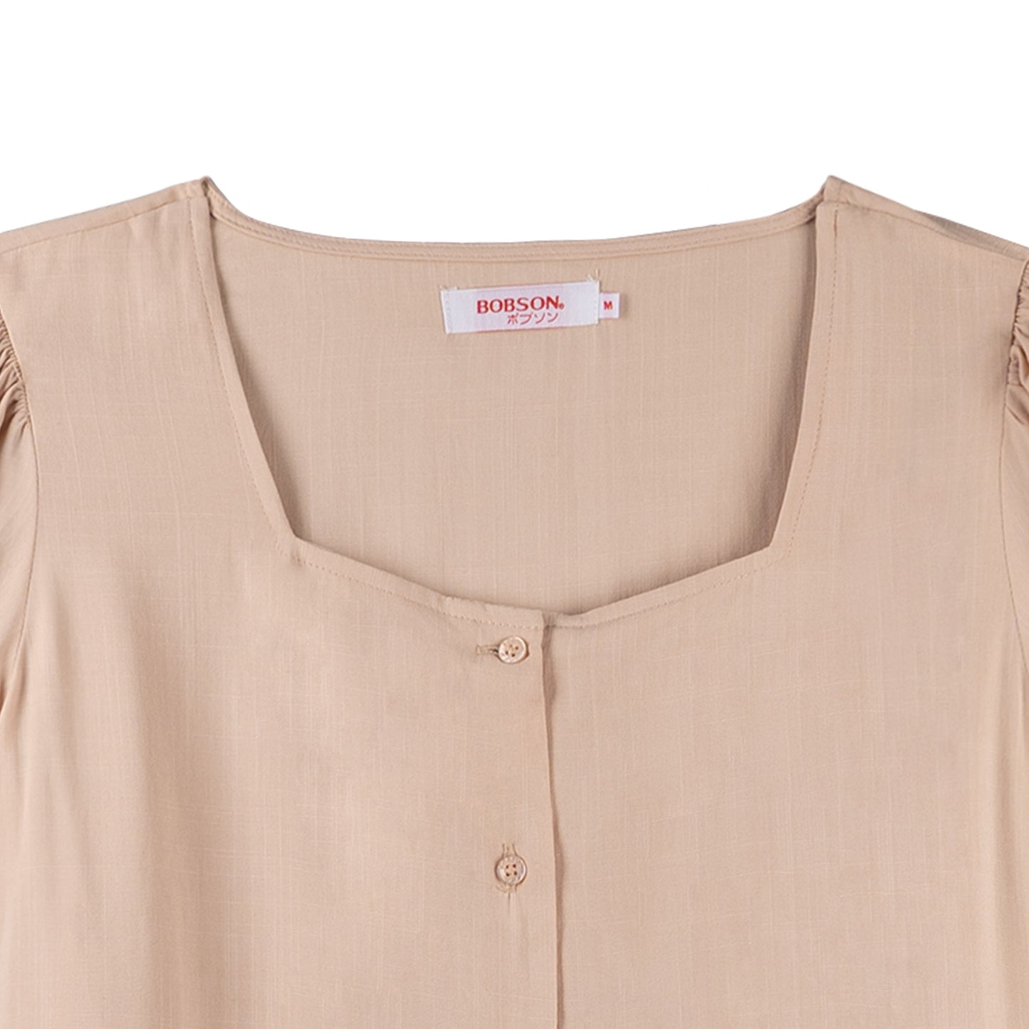 Bobson Japanese Ladies Basic Woven Shirt Boxy Fit 151852 (Beige)