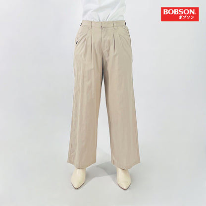 Bobson Japanese Ladies Basic Non-Denim Wide Leg Pants 176330 (Light Beige)