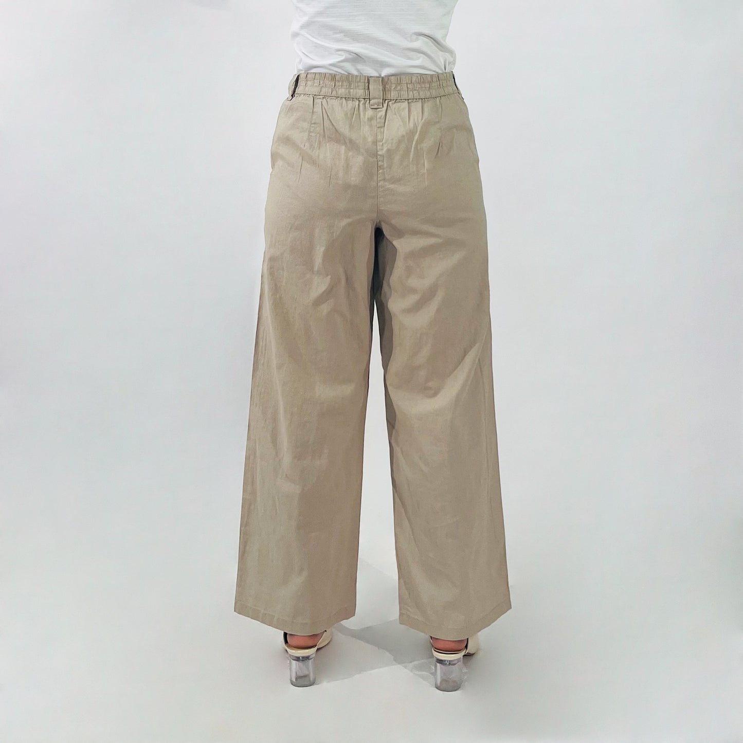 Bobson Japanese Ladies Basic Non-Denim Wide Leg Pants 176330 (Light Beige)