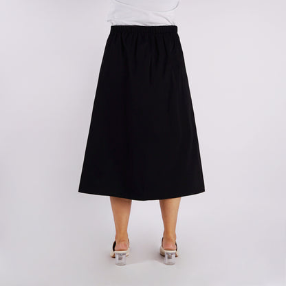 Bobson Japanese Ladies Basic Non-Denim Long Skirt 180658 (Black)