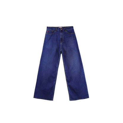 Bobson Japanese Ladies Basic Denim Pants Sailor Jeans 176554 (Medium Shade)
