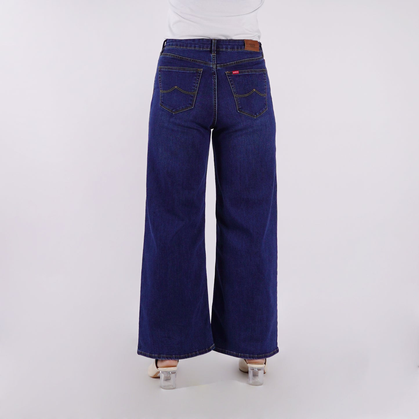 Bobson Japanese Ladies Basic Denim Pants Sailor Jeans 176554 (Medium Shade)
