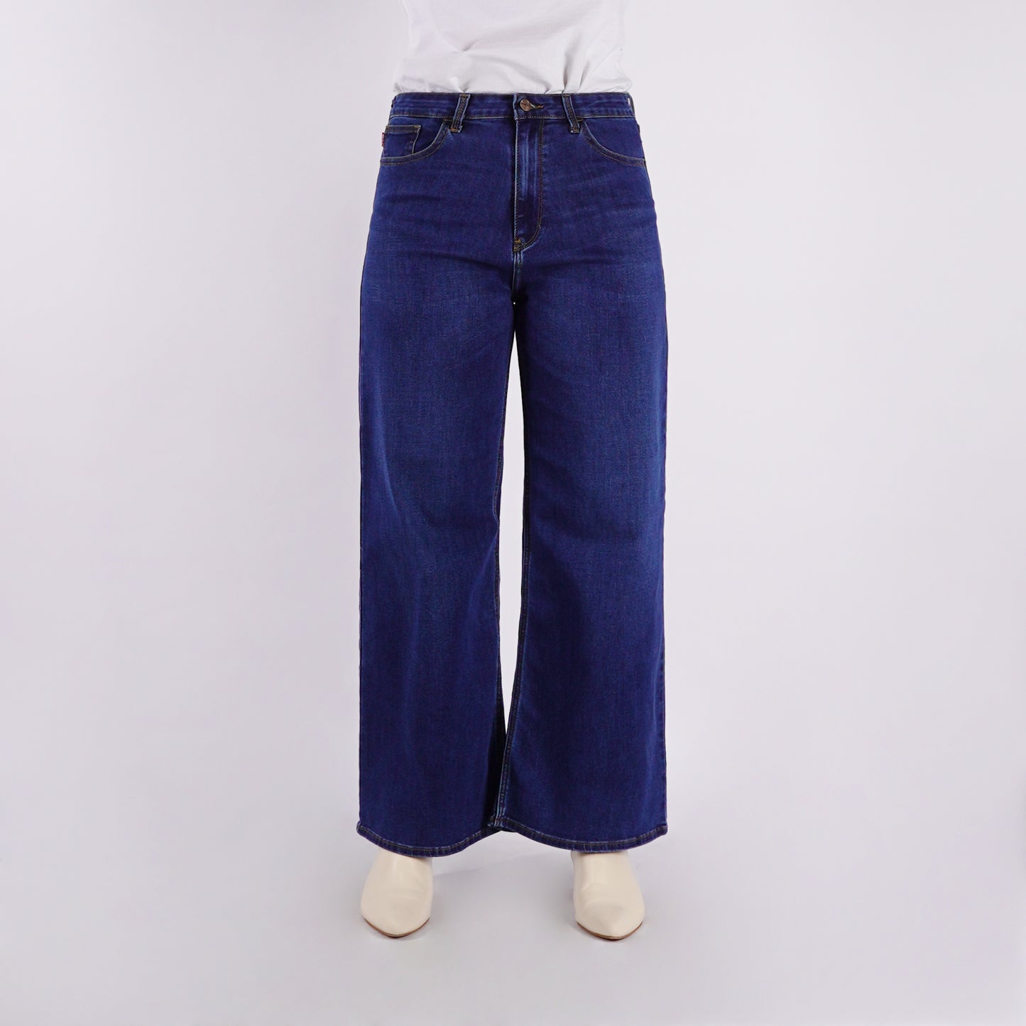 Bobson Japanese Ladies Basic Denim Pants Sailor Jeans 176554 (Medium Shade)
