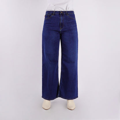 Bobson Japanese Ladies Basic Denim Pants Sailor Jeans 176554 (Medium Shade)