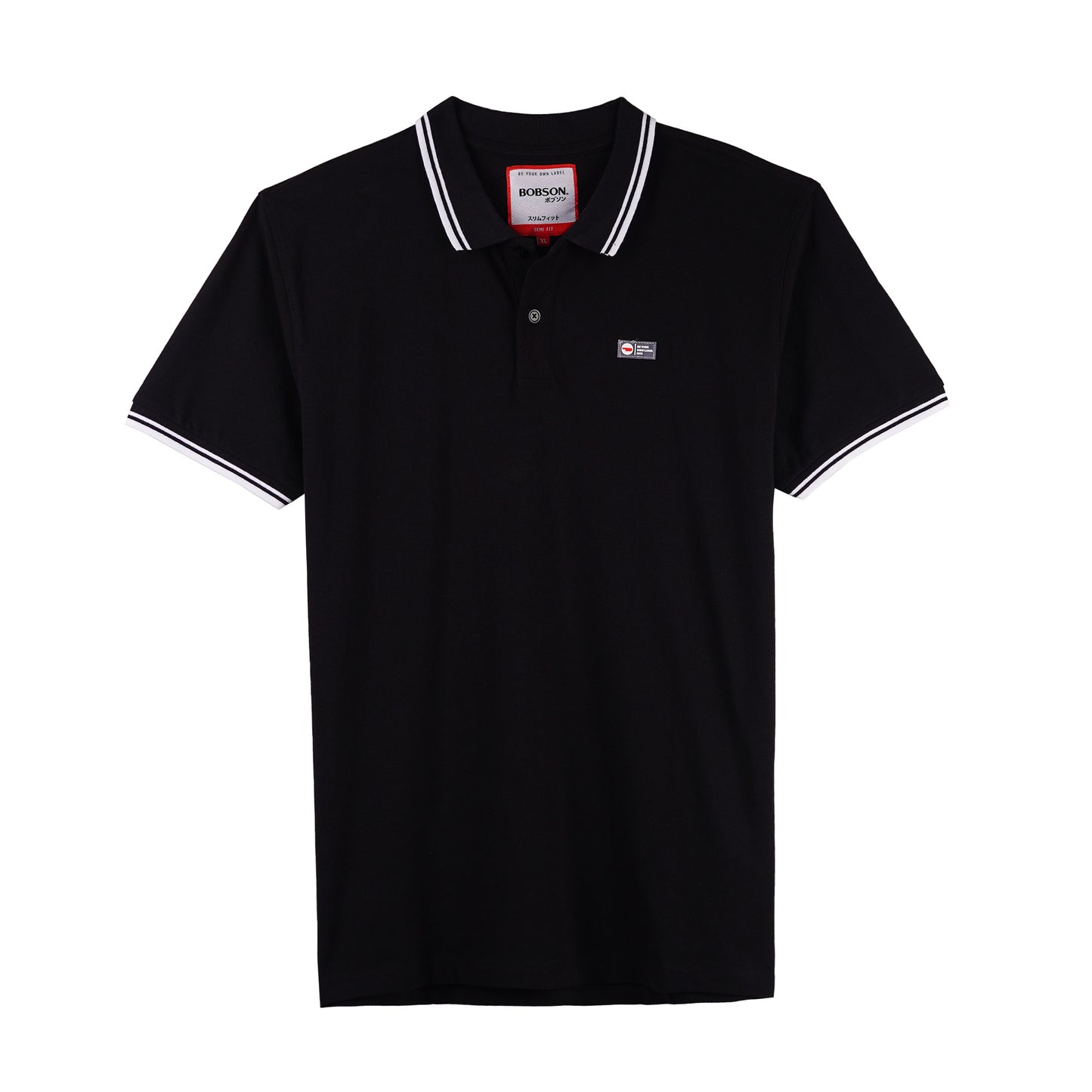 Bobson Japanese Men's Basic Collared Shirt Slim Fit 175914-U (Black)