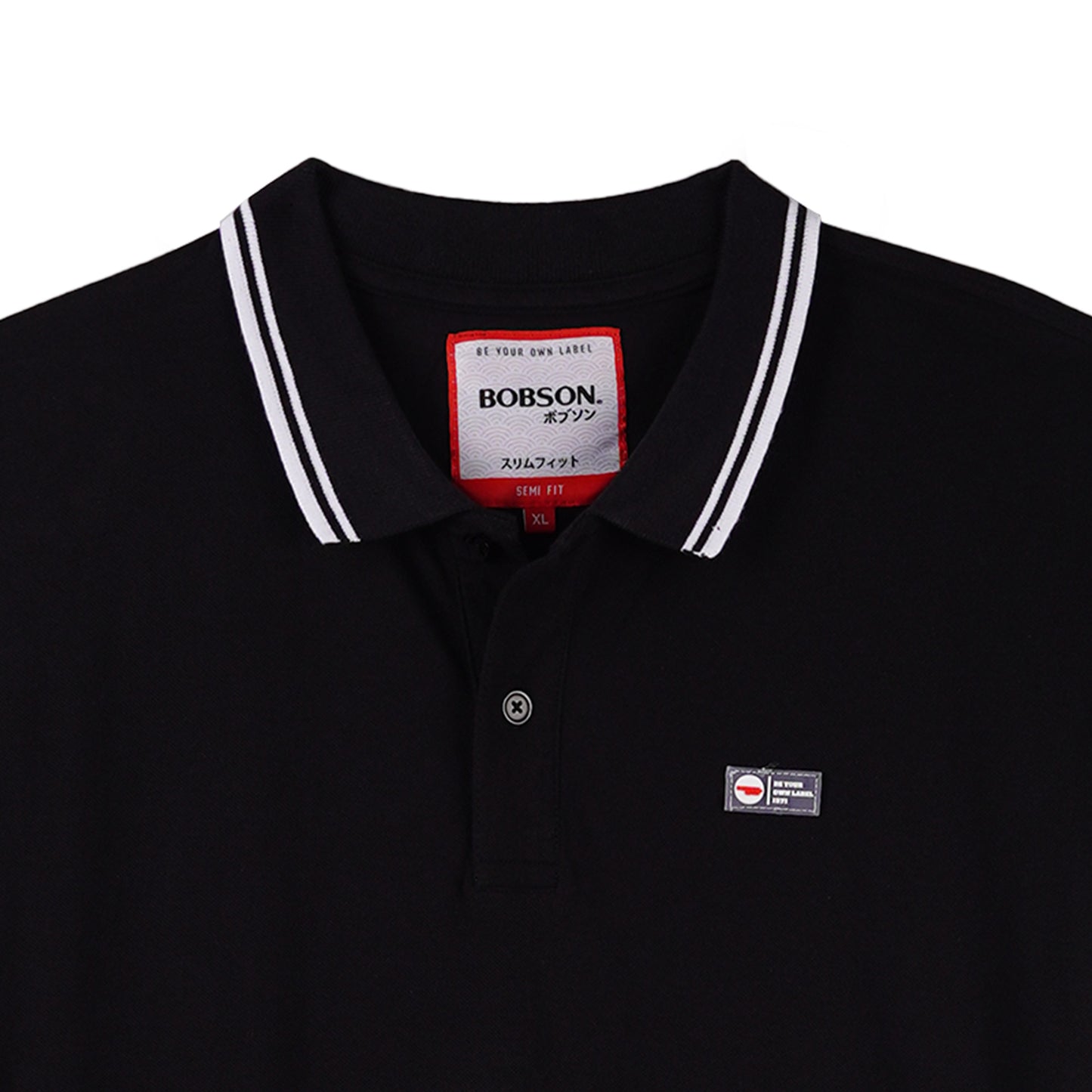 Bobson Japanese Men's Basic Collared Shirt Slim Fit 175914-U (Black)