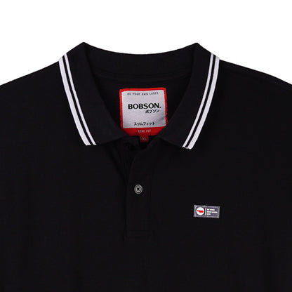 Bobson Japanese Men's Basic Collared Shirt Slim Fit 175914-U (Black)