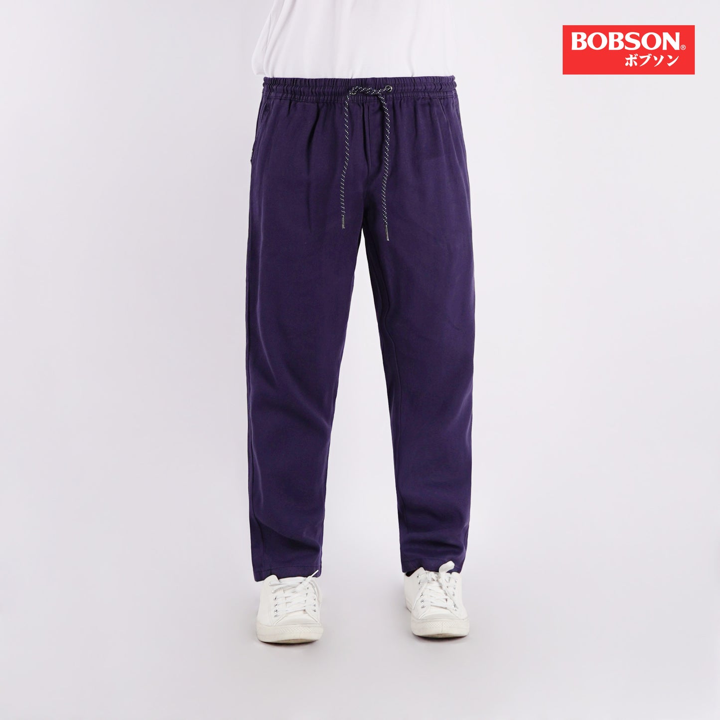 Bobson Japanese Men's Basic Non-Denim Trouser Pants Mid Waist 176076 (Navy)