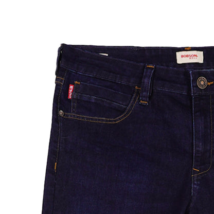 Bobson Japanese Men's Basic Denim Pants Skinny Mid Waist 174892-U (Dark Shade)