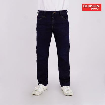 Bobson Japanese Men's Basic Denim Pants Skinny Mid Waist 174892-U (Dark Shade)